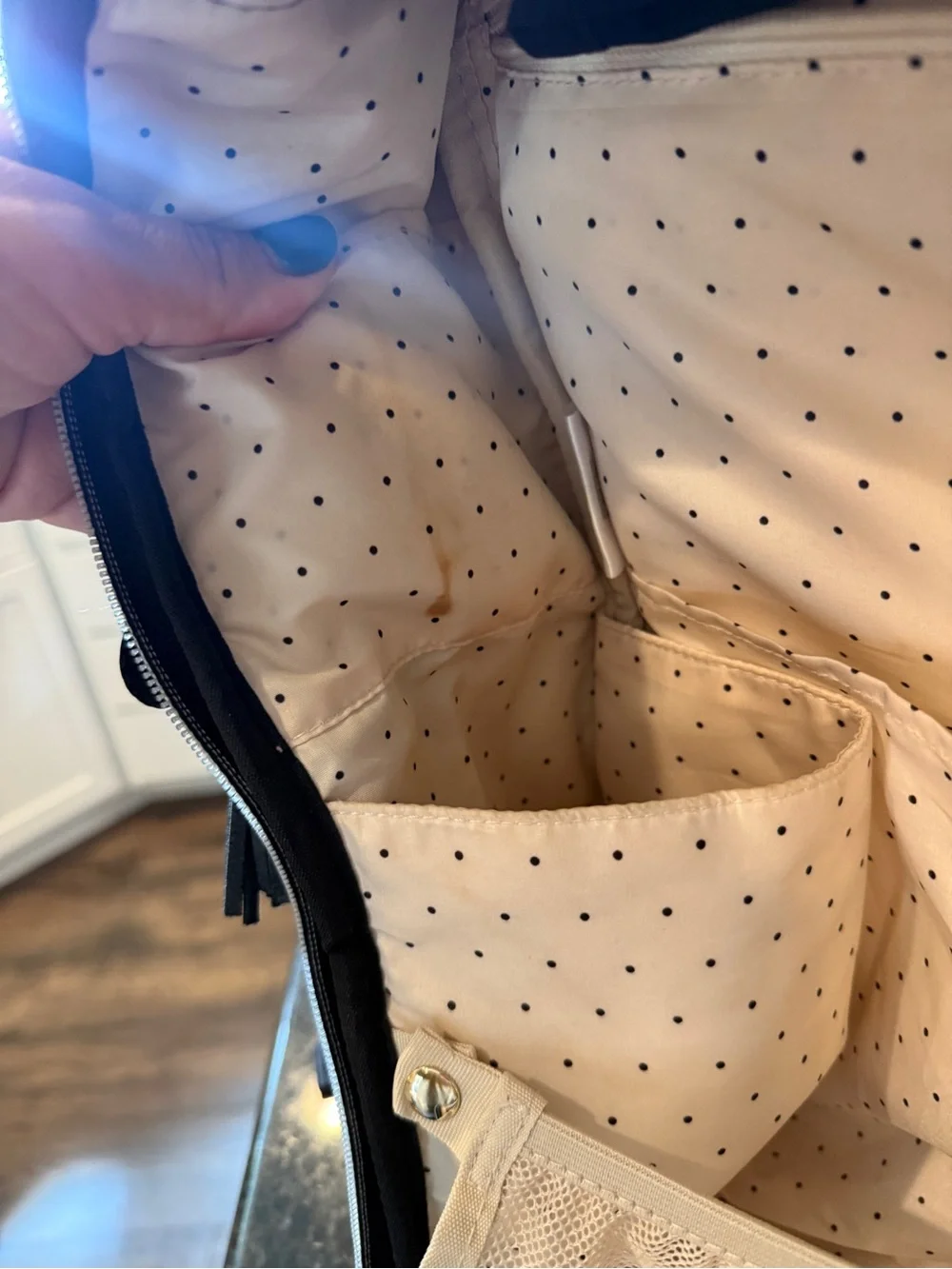 Itzy Ritzy Black Quilted Faux Leather Diaper Backpack with Tassel Charm